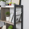 Boekenkast, legplank met 4 niveaus,  groot, metalen frame, grijs-zwart
