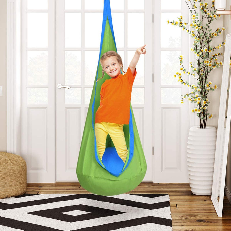 Hangstoel, Kinderzitje, met zitkussen, 3 Kleuren, 80 kg draagvermogen (Groen)