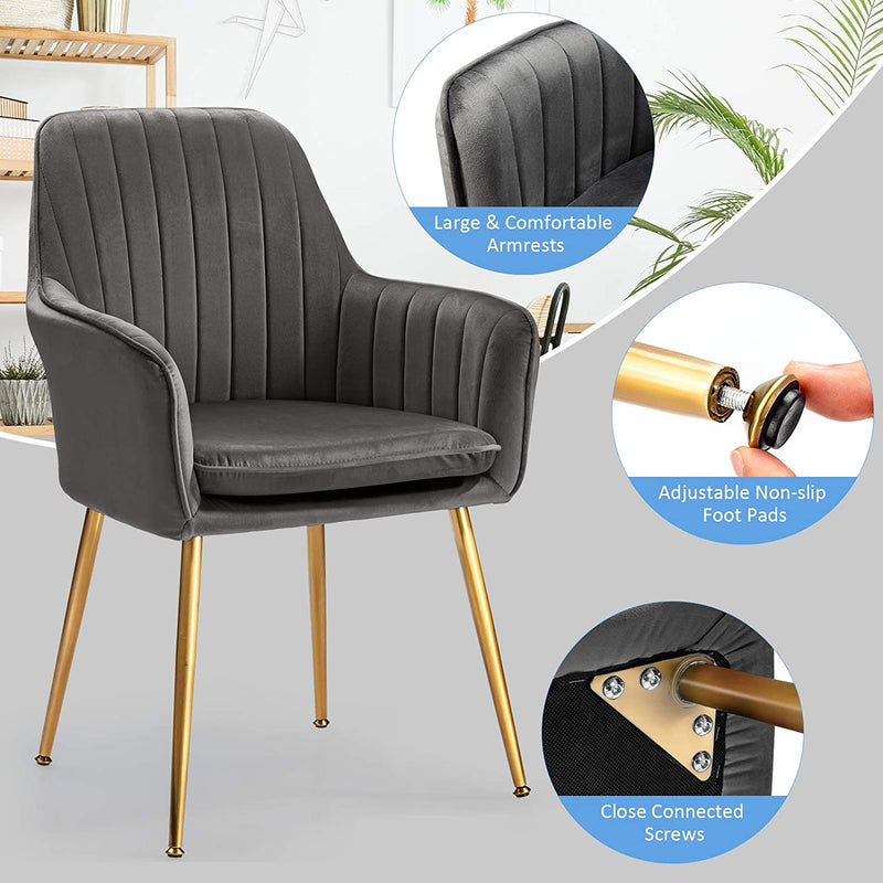 Set van 2 eetkamerstoel, vrijetijd/fauteuil stoelen, gestoffeerde armstoel met accenten, r (Grijs)