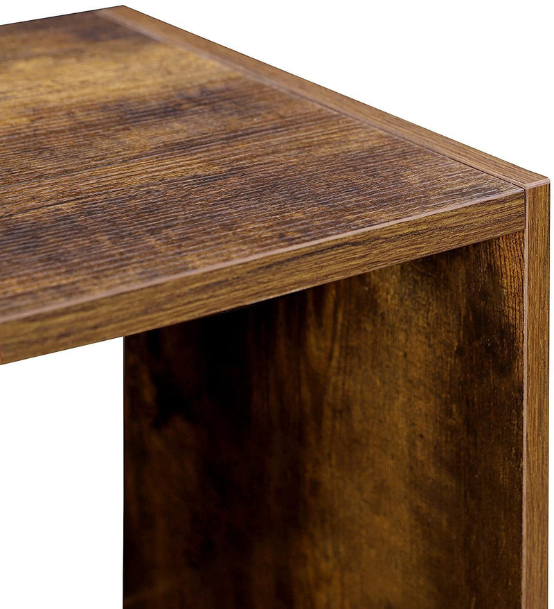 Boekenkast, houten plank met open vakken, , 97,5 x 100 x 30 cm vintage, donkerbruine