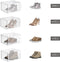 schoenendozen, schoenenopberger van kunststof, met deur, transparant, kunststof boxen, set van 12, stapelbaar, eenvoudige montage, 27 x 34,5 x 19 cm, voor schoenen tot maat 46, wit LSP032W12V1