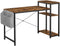 Bureau, computerbureau met legbord, verstelbaar legbord, met zijvak, 130 x 55 x 90 cm, industrieel ontwerp, vintage bruin-zwart LWD088B01