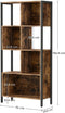 Boekenplank, boekenkast, staande plank, met stalen frame, , vintage bruin-zwart LBC027B01