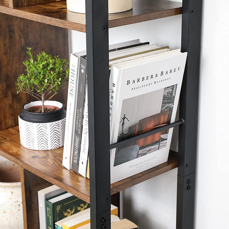 Boekenkast, boekenkast met 4 open legplanken, , stalen frame,  bruin-zwart