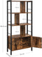 boekenkast, boekenkast met 4 open legplanken, staande boekenkast,, stalen frame, industrieel ontwerp, vintage bruin-zwart