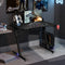 Gaming bureau, in hoogte verstelbaar PC computertafel met blauwe LED-verlichting, gaming handvat rek & bekerhouder,