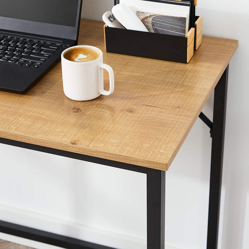 Bureau, computer bureau, smal kantoor bureau, 100 x 50 x 75 cm, , honingbruin-zwart LWD041B05