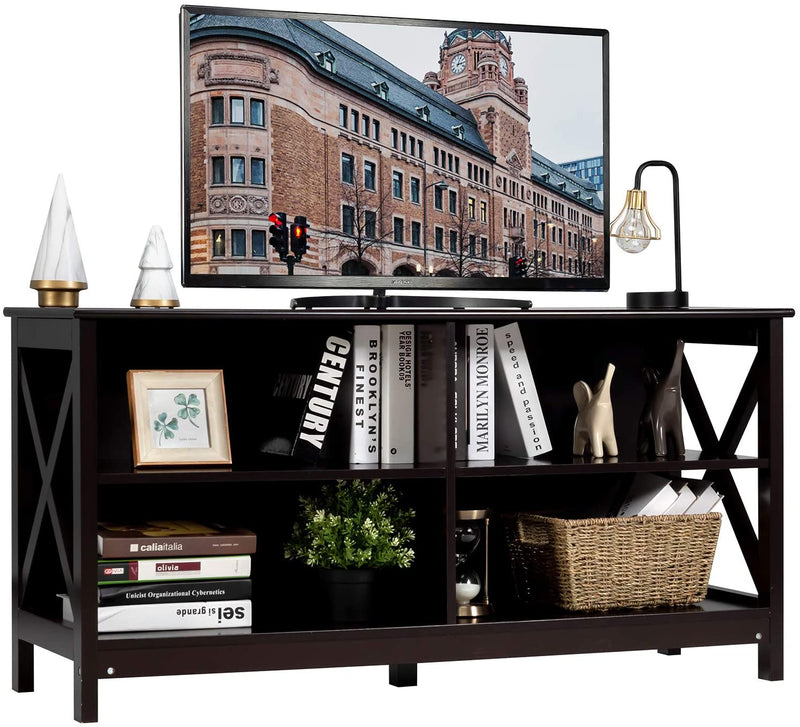 tv-meubel, tv-tafel tv-kast tv-plank, voor TV's tot 55 inch, 3-laags 120 x 41 x 60 cm (Bruin)