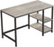 Bureau, computertafel, PC-tafel, bureautafel, met 2 legplanken rechts of links, , grijs-zwart LWD47MB