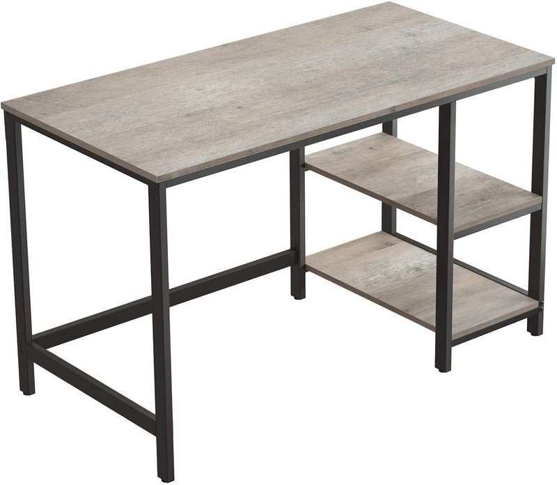 Bureau, computertafel, PC-tafel, bureautafel, met 2 legplanken rechts of links, , grijs-zwart LWD47MB