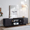 modern  TV meubel voor TV tot 65 inch, 152 x 40 x 45 cm, TV-plank met 2 opbergkasten & open planken, huiskamer meubilair TV lowboard
