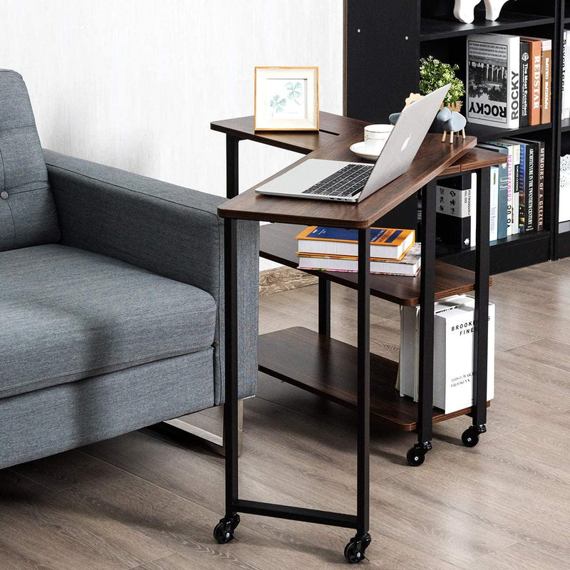 L-vormige zij tafel links of rechts geconfronteerd met de hoek balie met rollende wielen beweegbare tafelblad