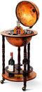 Barwagen, eucalyptushouten globebar, antieke wereldbol wijnbar wijnrek met wielen, (retro bruin)