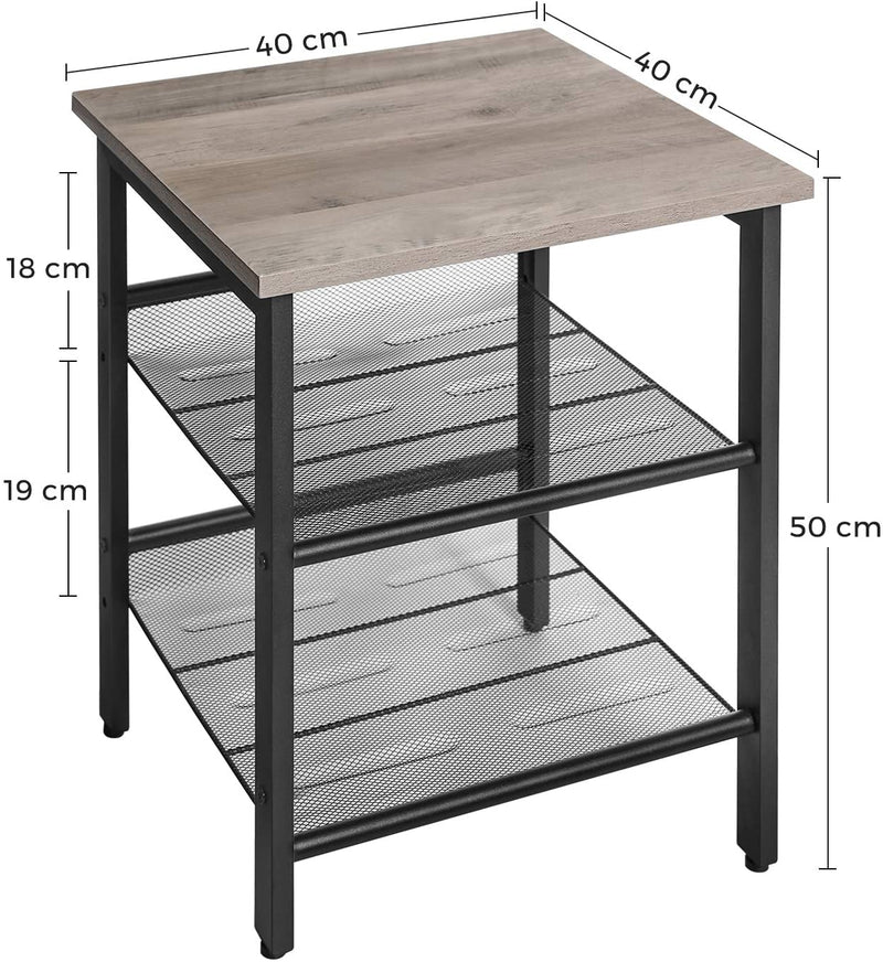 Nachtkastjes, set van 2 bijzettafels, set, kleine salontafels met verstelbare , groen-zwart LET024B02