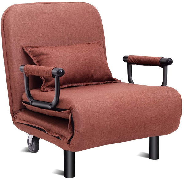 Vouwbare bank 3 in 1comfortabele ligstoel, Fauteuils ,volledig gewatteerde ligstoel met kussen,(Koffie)