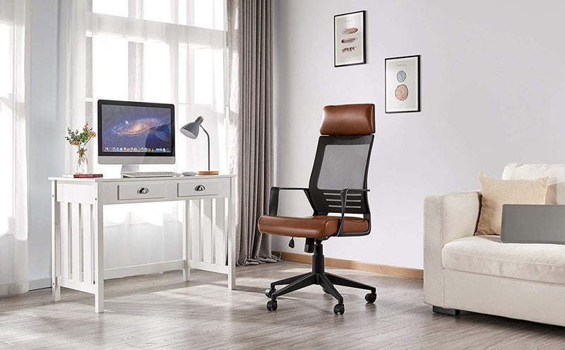 Bureaustoel, ergonomische bureaustoel, draaistoel met hoofdsteun,