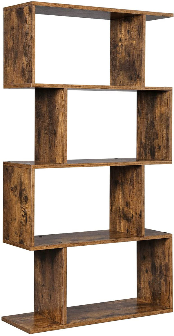 boekenplank, staande plank, kubus plank, kantoor plank, boekenkast, vrijstaande plank, als kamerverdeler, 4 compartimenten, voor kantoor, woonkamer, slaapkamer, decoratief, vintage bruin