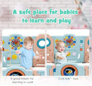 Multifunctionele baby grondbox 14/16 panelen, kinder speelbox babybox, (Lichtblauw + roze, 14 panelen)