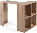 L-vormig bureau met boekenplank, hoek computertafel met stevig houten frame, kantoorbureau, werktafel, pc-tafel