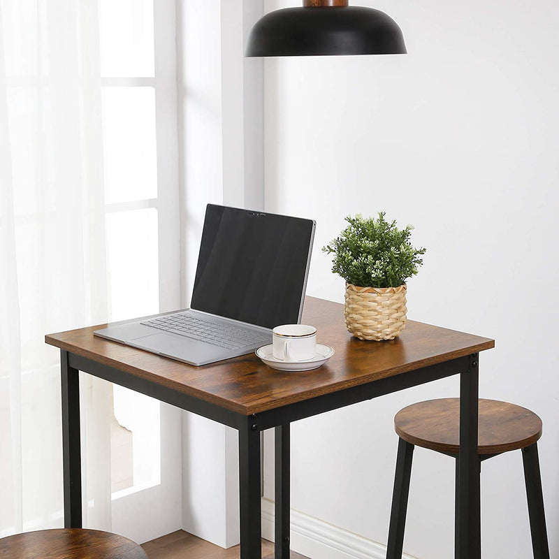 bartafel, bartafel, hoge keukentafel, lessenaar met stabiel stalen frame, 60 x 60 x 90 cm, eenvoudige montage, keuken, industriële stijl, vintage bruin-zwart LBT25X