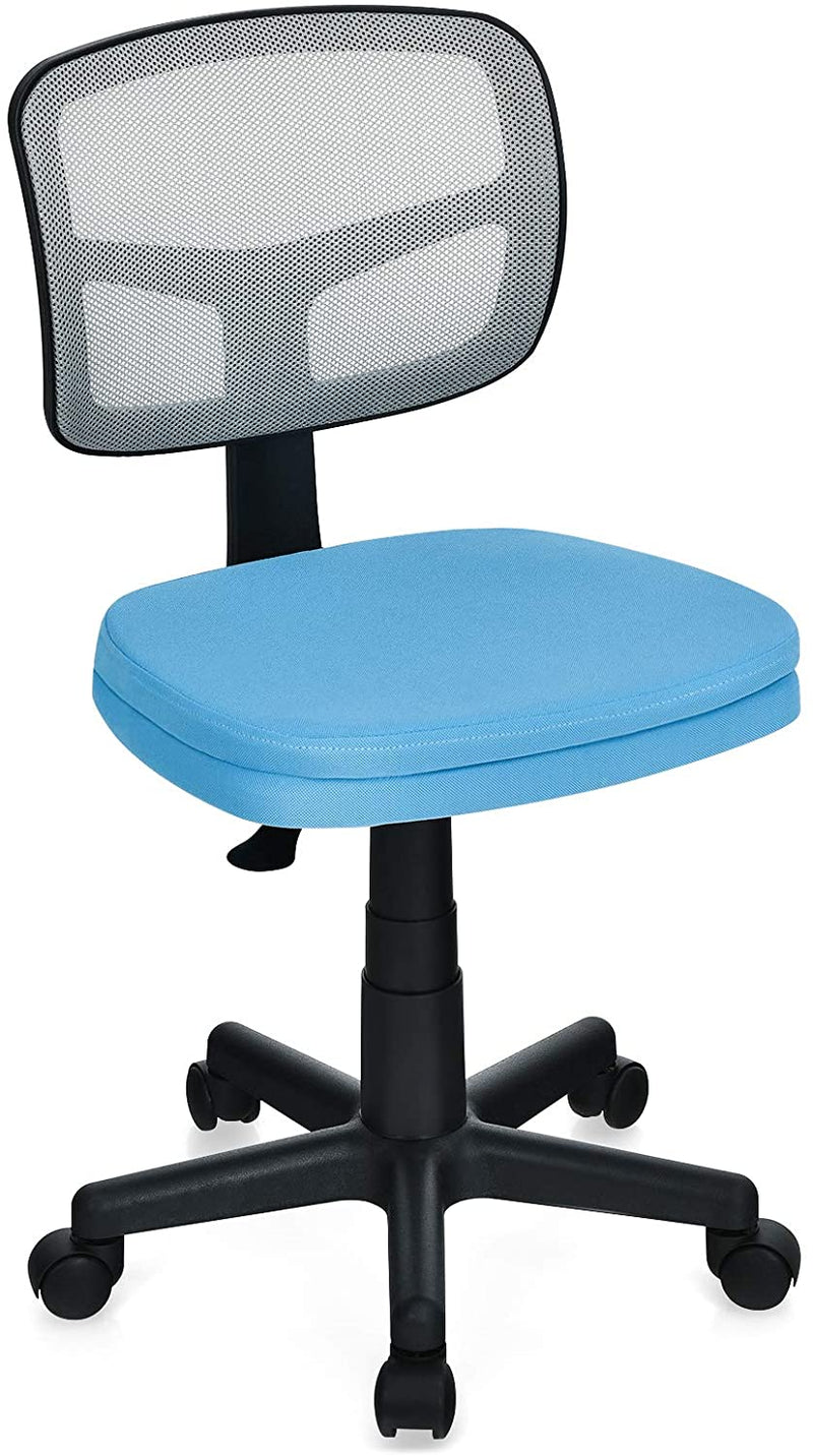 Bureaustoel met lage rugleuning, armloze computerstoel, hoogteverstelling,  360°  (Blauw)