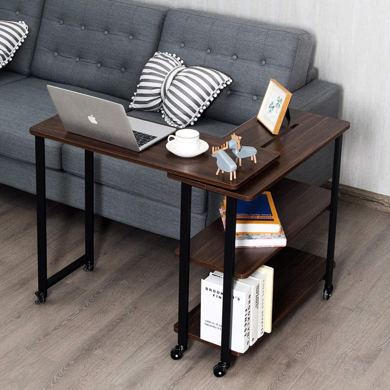 L-vormige zij tafel links of rechts geconfronteerd met de hoek balie met rollende wielen beweegbare tafelblad
