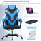 gamingstoel met wielen, racestoel met armleuning, verstelbare rugleuning, hoofdsteun en lendekussen, grote racestoelen met hoge rugleuning en verbrede verdikte zitting (Blauw)