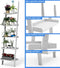 Ladder plank, 5 laags muur-Leunende boekenplank Ladder boekenkast, (Wit)