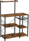 keukenplank, staande plank met metalen mand, bakkerijplank met 6 S-haken en planken, magnetronplank, kruidenrek, voor potten en pannen, industrieel ontwerp, vintage bruin-zwart KKS35X
