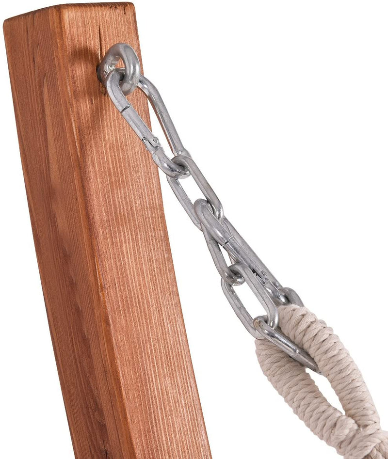 Hangmat met standaard voor enkele persoon, draagvermogen tot 120 kg, hangmat standaard van weerbestendig larikshout, polyester katoenen hangmat, perfect voor achtertuin, terras, tuin,