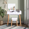 Kaptafel set met opklapbare spiegel,  kaptafel met gedempte kruk, opvouwbaar bureau met lade,  makeup kaptafel