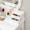 kaptafel met spiegel, make up tafel met 10 dimbare lampen,kruk, 5 laden, 70 x 40 x 134 cm, wit RDT151W01