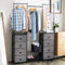 Stoffen ladekast dressoir met kleding stang schoenenrek, multifunctionele dressoir opbergtoren met 8 stoffen laden, metalen frame, opslag organisator voor kast hal slaapkamer woonkamer