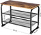 Schoenenbank schoenenkast in industrieel design, schoenenrek met 2 roosterplanken, afgerond frame, eenvoudige montage, stabiel, ruimtebesparend, smal, houtlook, vintage LMR32BX