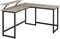 Bureau, L-vormig computerbureau met beweegbare monitorbevestiging, hoekbureau,  greige-zwart LWD056B02
