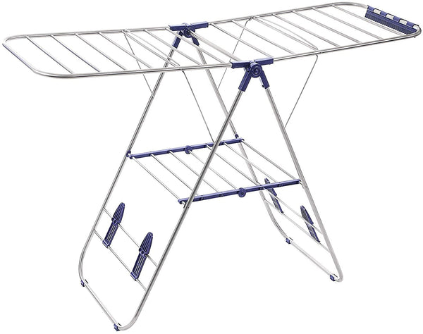 Opvouwbaar wasrek, staande droger kledingrek wasdroger vleugelwasrek, 16 m drooglengte, van roestvrij staal, zilver LLR502,Groot