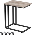 Bijzettafel, salontafel, eenvoudig te monteren, stabiel, salontafel op wielen, met metalen frame, industrieel ontwerp, grijs-zwart LNT050B02