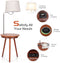 Staande lamp bijzettafel, 3-in-1 staande lampen, stoffen lampekap & houten bijzettafel, inclusief USB oplaadpoort, 220V stopcontact & draadloze oplader,