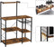 keukenplank, staande plank met metalen mand, bakkerijplank met 6 S-haken en planken, magnetronplank, kruidenrek, voor potten en pannen, industrieel ontwerp, vintage bruin-zwart KKS35X