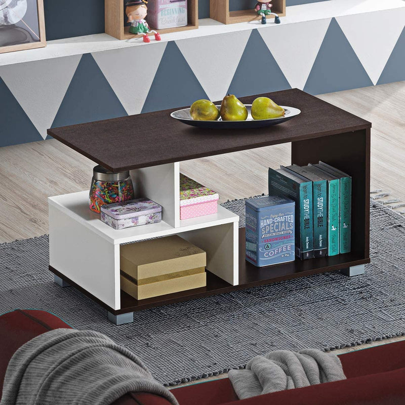 Koffietafel, Rechthoekige theetafel met opbergrek, 3-laags bank tafel, Moderne Consoletafel, Ruimtebesparende Organisator, Meubilair voor Thuiskantoor