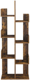 Vormige boomvormige boekenplank, staande plank met 8 vakken, opbergrek, 50 x 25 x 140 cm, met afgeronde hoeken, vintage bruin LBC66BXV1