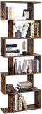 Boekenkast, met 6 niveaus, vrijstaand,  decoratieve plank, , modern, , vintage bruin