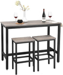 Bartafel set, bartafel met 2 barkrukken, aanrecht met barstoelen, keukentafel en keukenstoelen in industrieel ontwerp, voor keuken, 120 x 60 x 90 cm, grijs-zwart LBT015B02