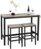 Bartafel set, bartafel met 2 barkrukken, aanrecht met barstoelen, keukentafel en keukenstoelen in industrieel ontwerp, voor keuken, 120 x 60 x 90 cm, grijs-zwart LBT015B02