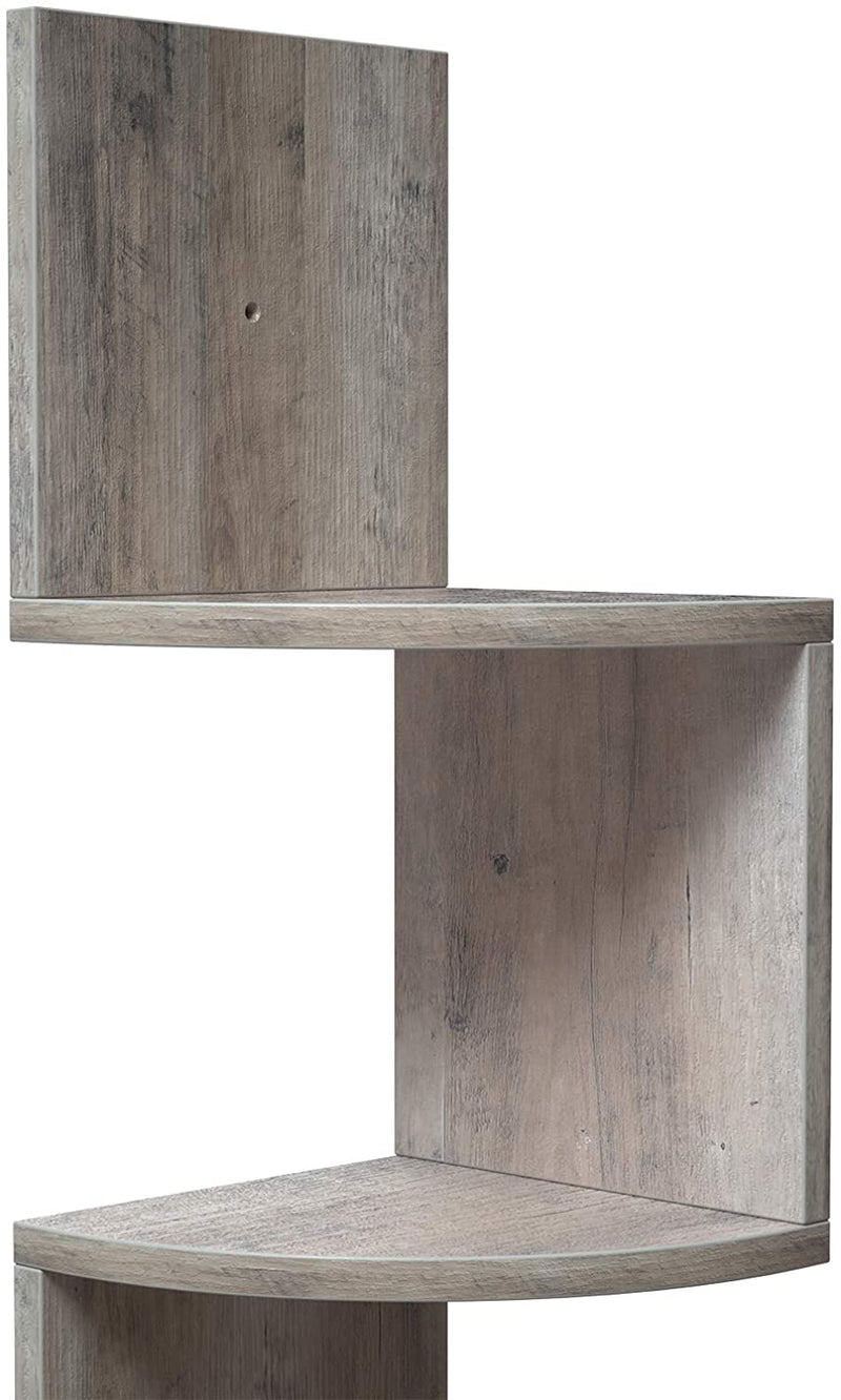 Hoekplank, wandplank met 5 planken, zwevende plank, voor keuken, slaapkamer, woonkamer, studeerkamer, kantoor, greige LBC020M01