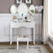 Kaptafel met opvouwbare spiegels, elegante make-up tafel en kussen set met 7 lades en open plank, kaptafel set voor thuis, appartement (Wit)