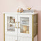 Badkamerkast, dressoir, opbergkast, verstelbare plank, stalen frame, voor woonkamer, keuken, wit-goudkleurig LSC260G10