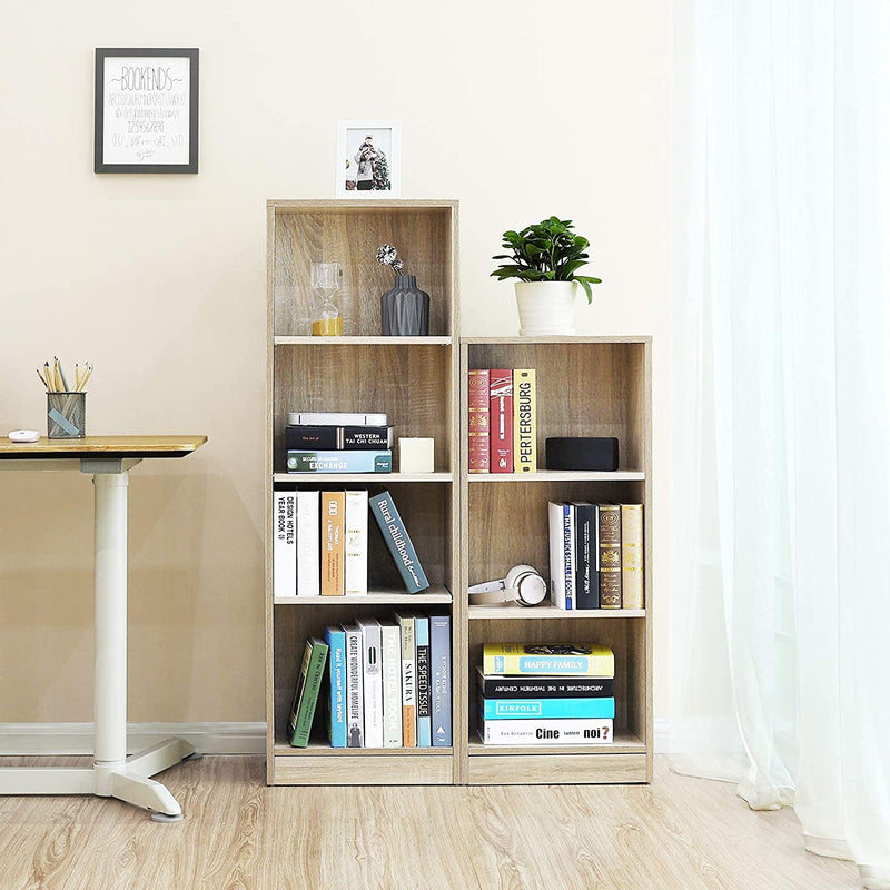 Boekenkast, staande boekenkast, met 4 vakken, in hoogte verstelbare planken,  40 x 24 x 121,5 cm, eiken kleur