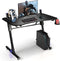 Gaming bureau, in hoogte verstelbaar PC computertafel met blauwe LED-verlichting, gaming handvat rek & bekerhouder,
