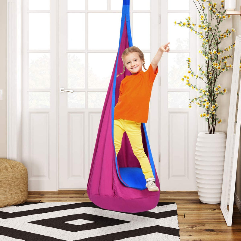 Hangstoel, Kinderzitje, met zitkussen, 3 Kleuren, 80 kg draagvermogen (rood)